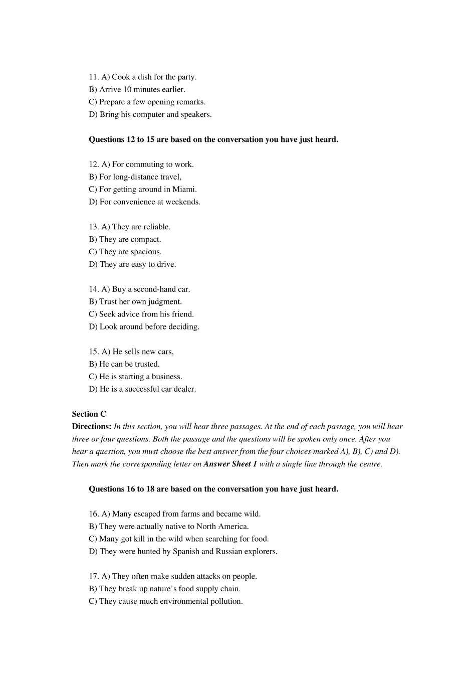 2021年6月《大学英语四级》第1套考试真题与参考答案_第3页