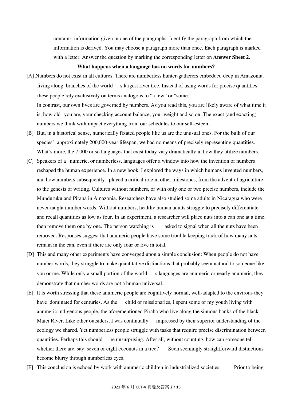 2021年6月大学英语四级真题及答案范文(第一套)_第2页