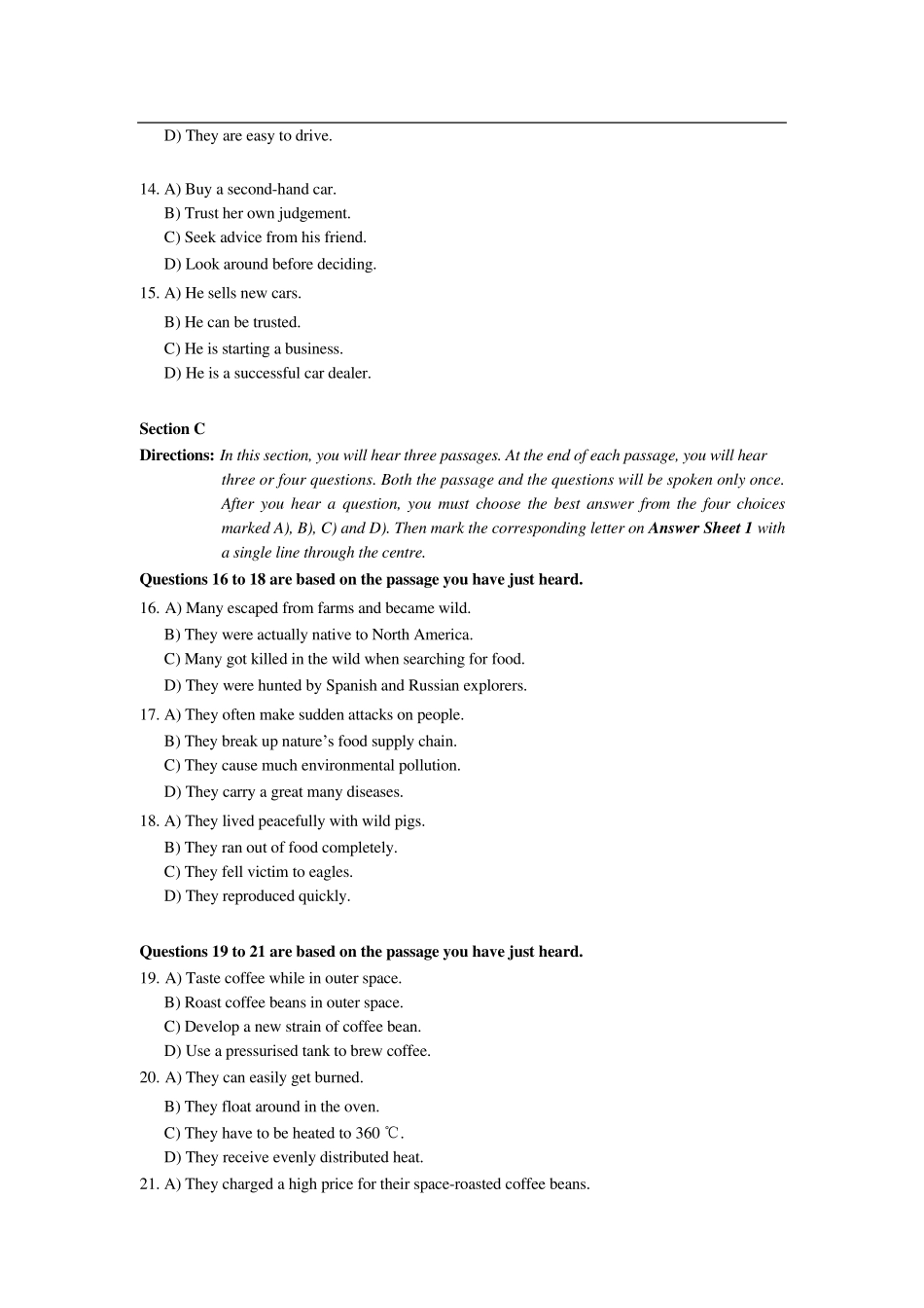 2021年6月大学英语四级考试真题全三套(含答案解析)_第3页