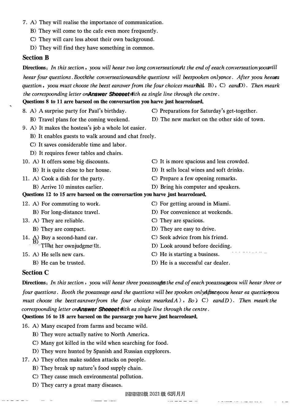 2021年6月英语四级真题及答案解析(第一套)_第2页