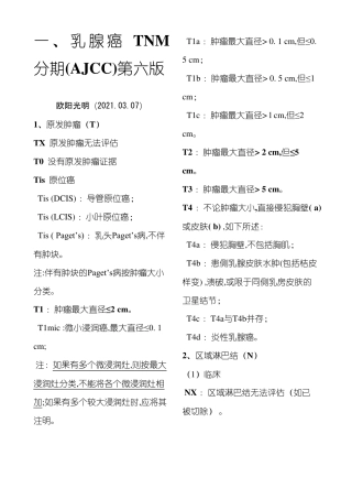 2021年乳腺癌TNM分期乳腺癌tnm分期