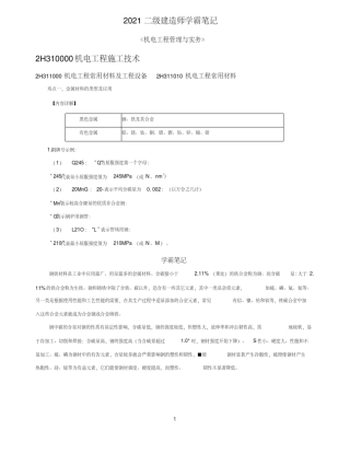 2021年二级建造师《机电》学霸笔记(高清无水印)