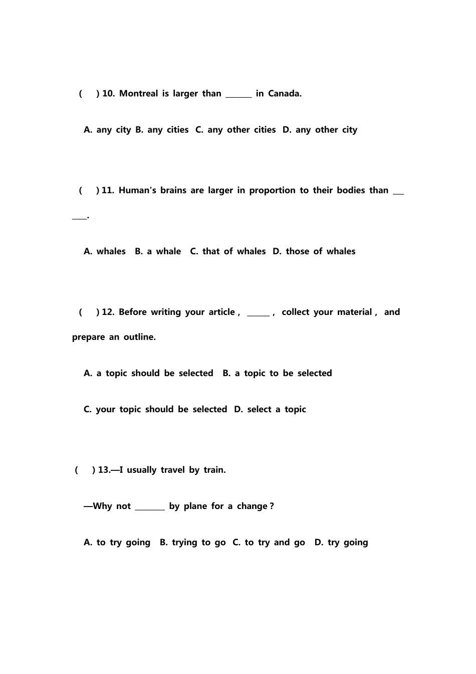 2021年成人高考英语试题及答案_第3页