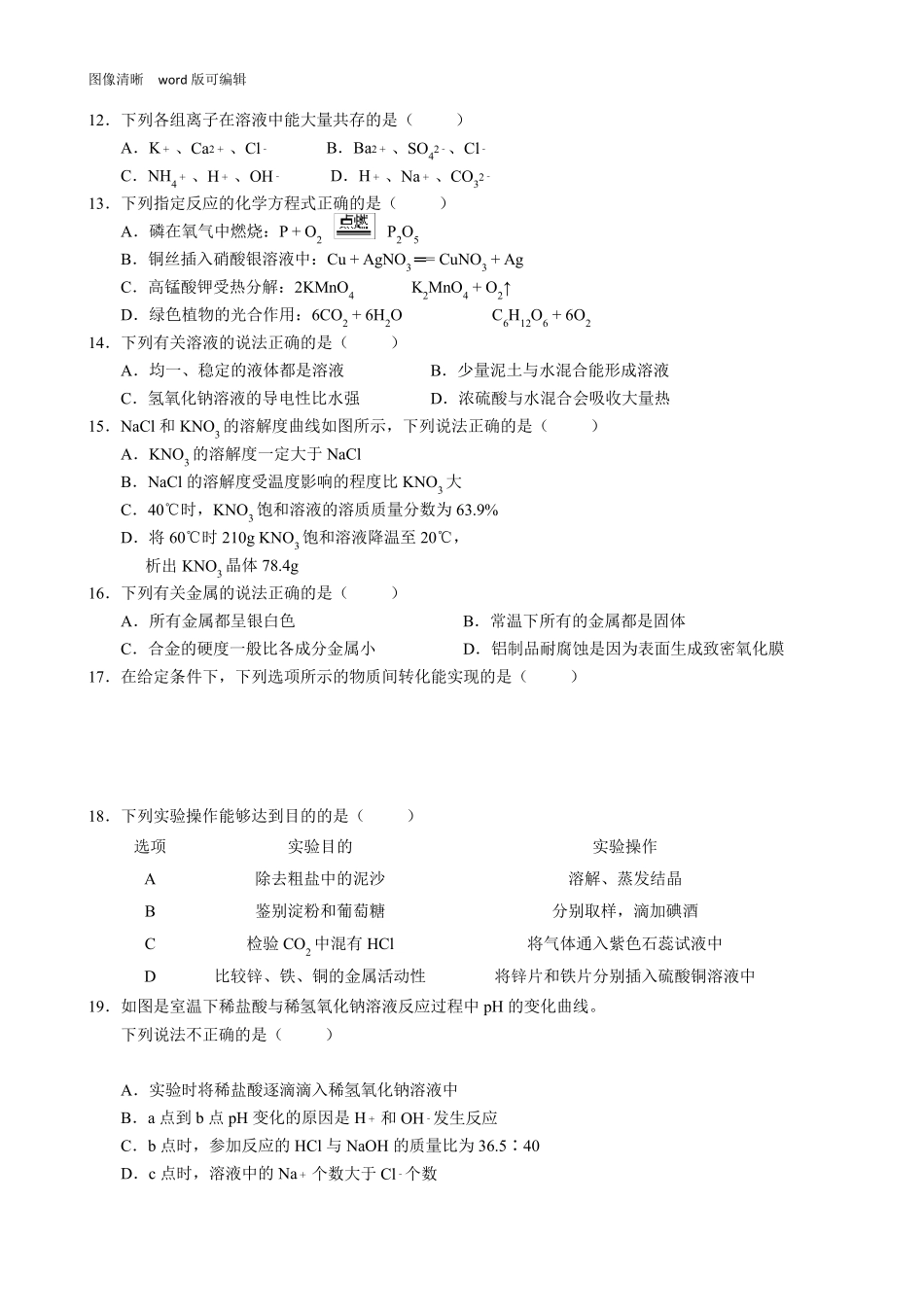 2021年江苏苏州中考化学试卷_第2页