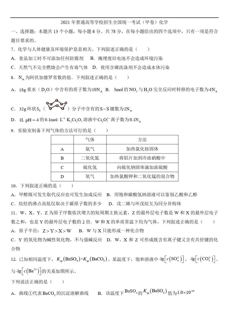 2021年高考真题[化学]_第1页
