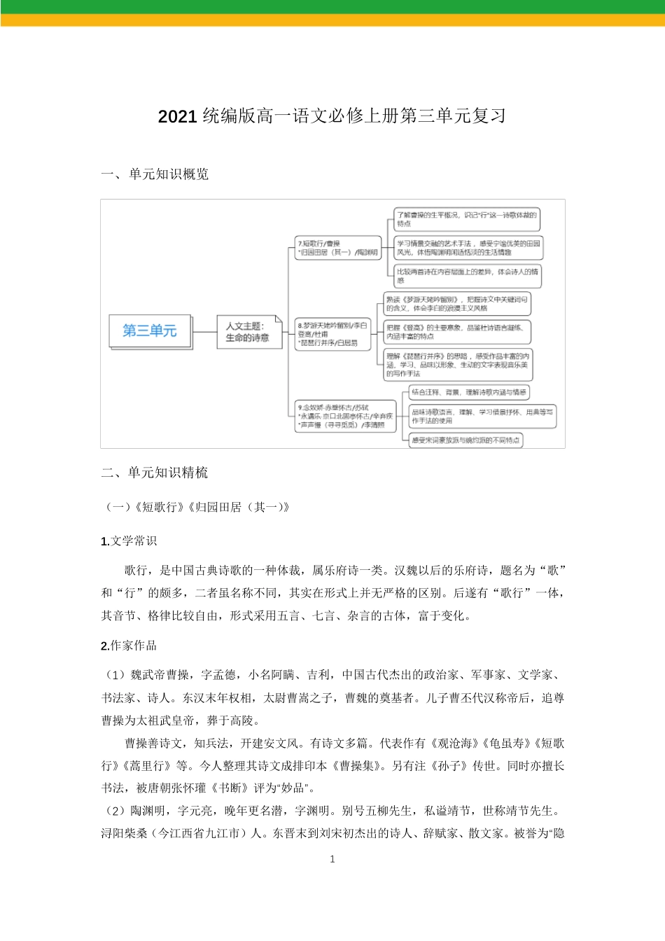 2021统编版高一语文必修上第三单元复习_第2页