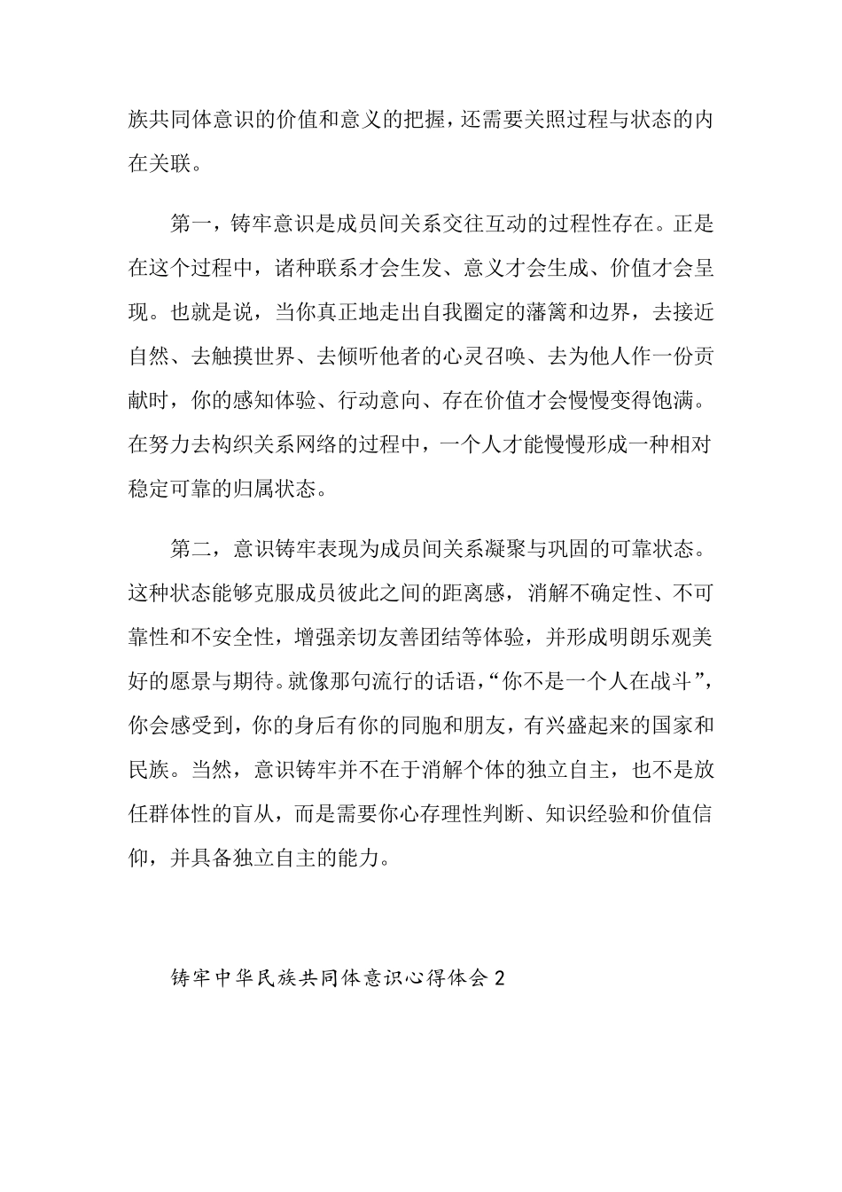 2021铸牢中华民族共同体意识心得体会_第2页