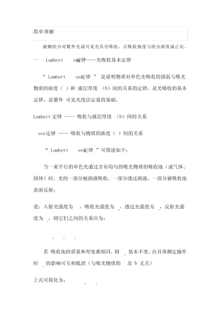 Lambert_Beer定律——光的吸收定律