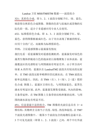 Landsat卫星MSSTMETM数据——波段组合