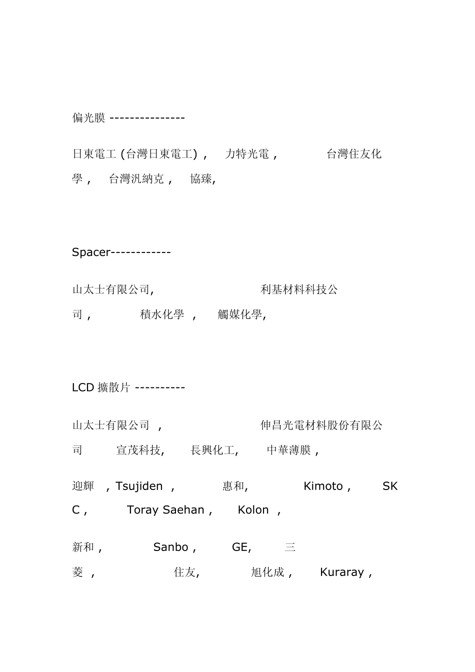LCD原料制造商一览表_第2页