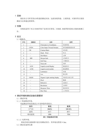 LCD性能测试规范