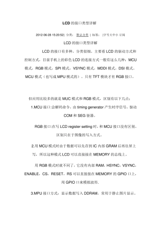 LCD的接口类型详解