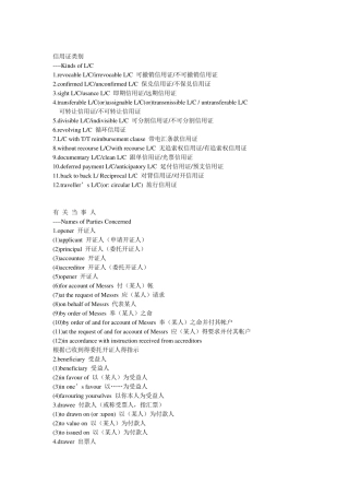 LC条款中英文对照..