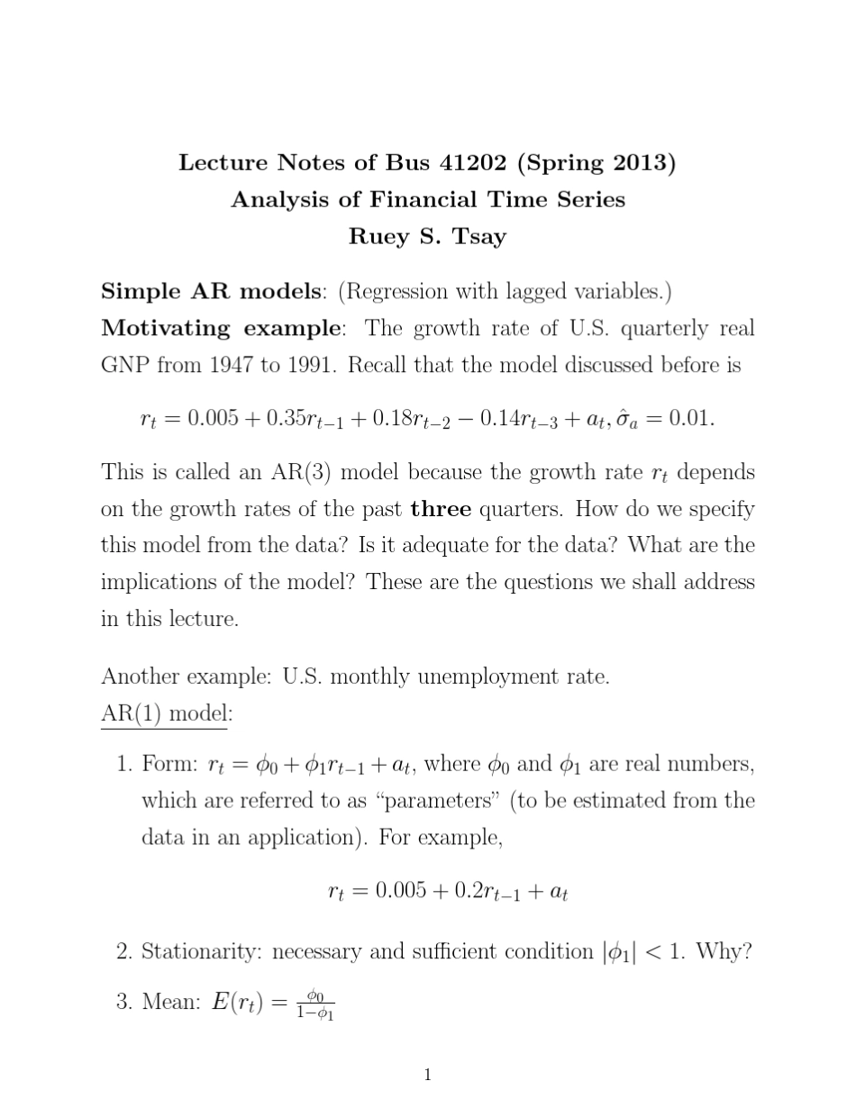 lec213经典教材《金融时间序列分析》RueyS.Tsay英文第三版高清教材以及最新2013年高清讲义_第1页