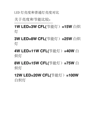 LED灯亮度和普通灯亮度对比