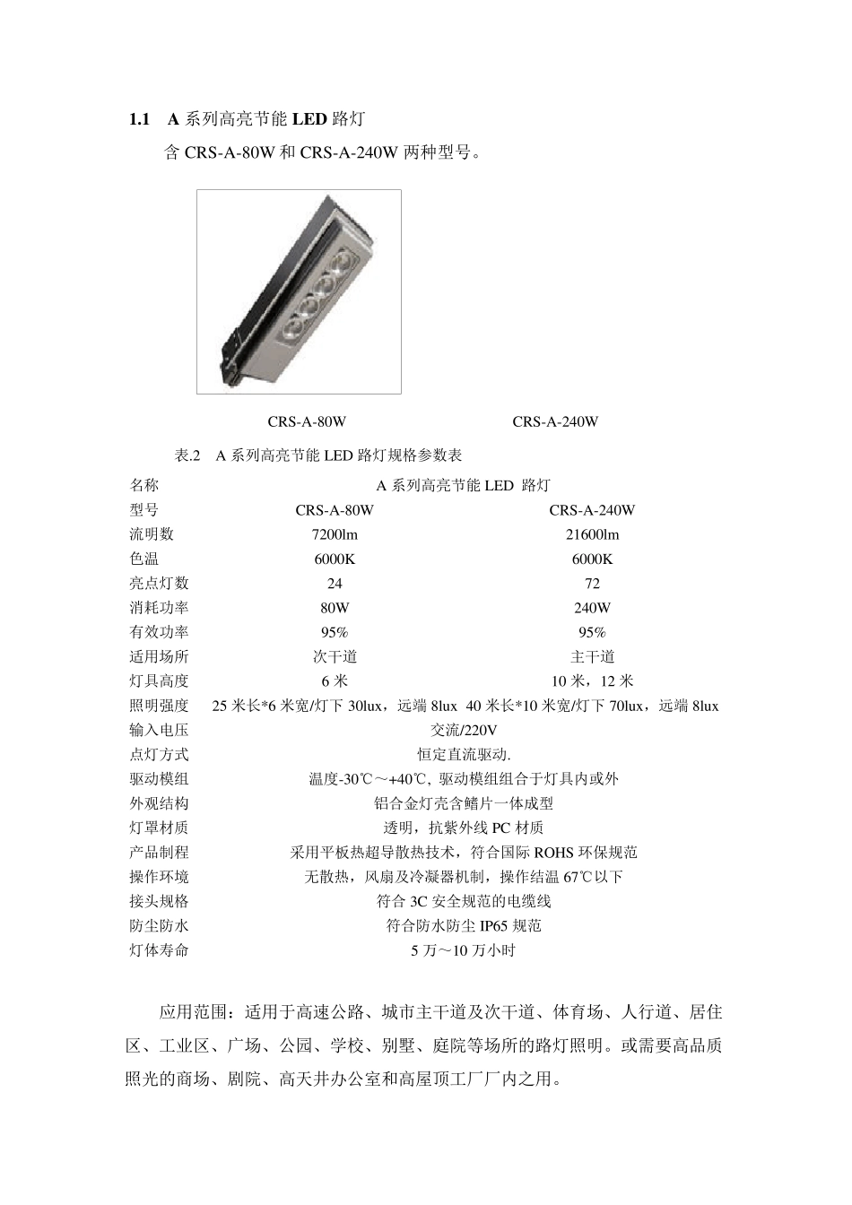 LED路灯产品规格书_第1页