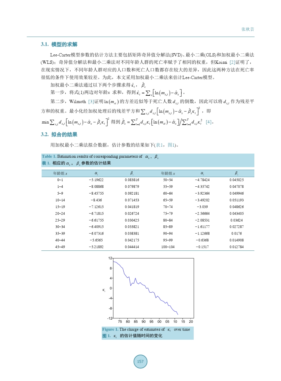 LeeCarter模型在死亡率预测中的应用_第3页
