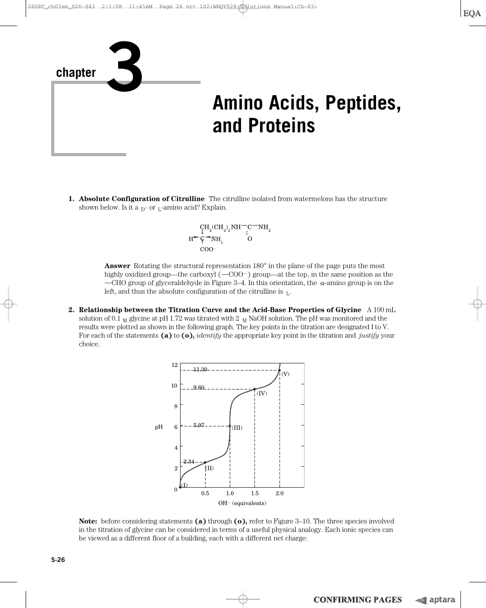 LehningerPrinciplesofBiochemistry习题答案chapter3_第1页
