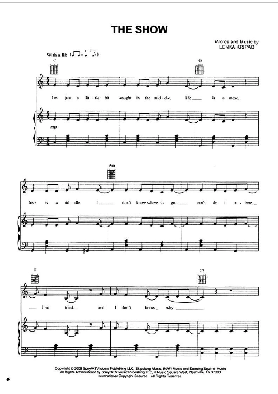 LenkaTheShow钢琴谱_第1页