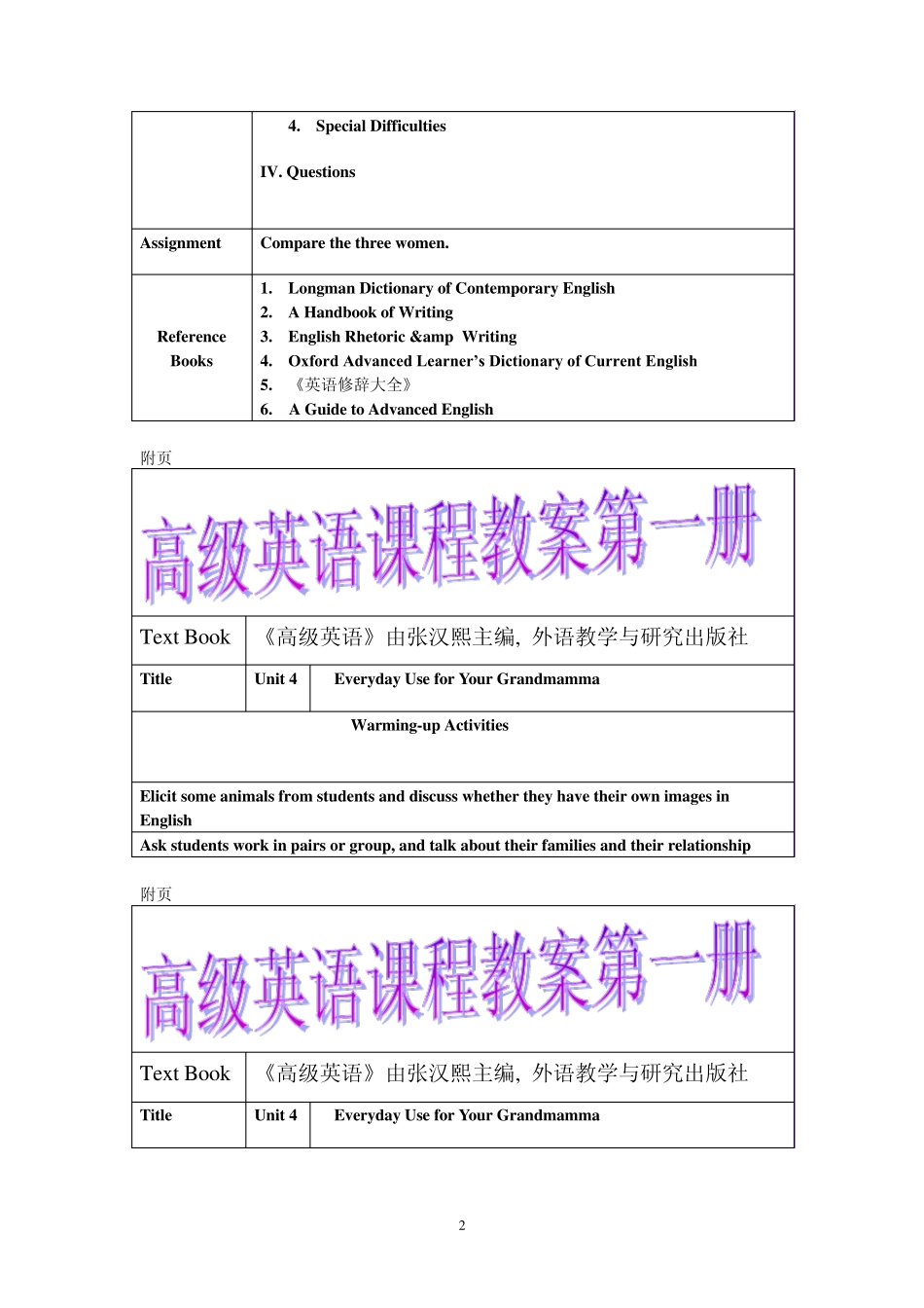 Lesson4高级英语课程教案第一册_第2页
