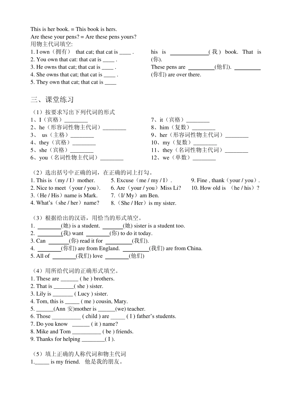 Lessonone英语人称代词和物主代词_第3页