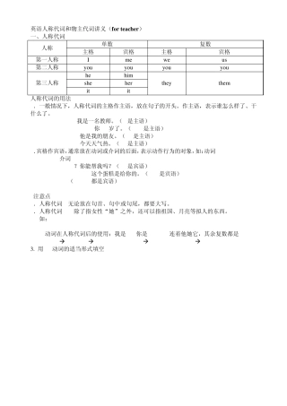 Lessonone英语人称代词和物主代词