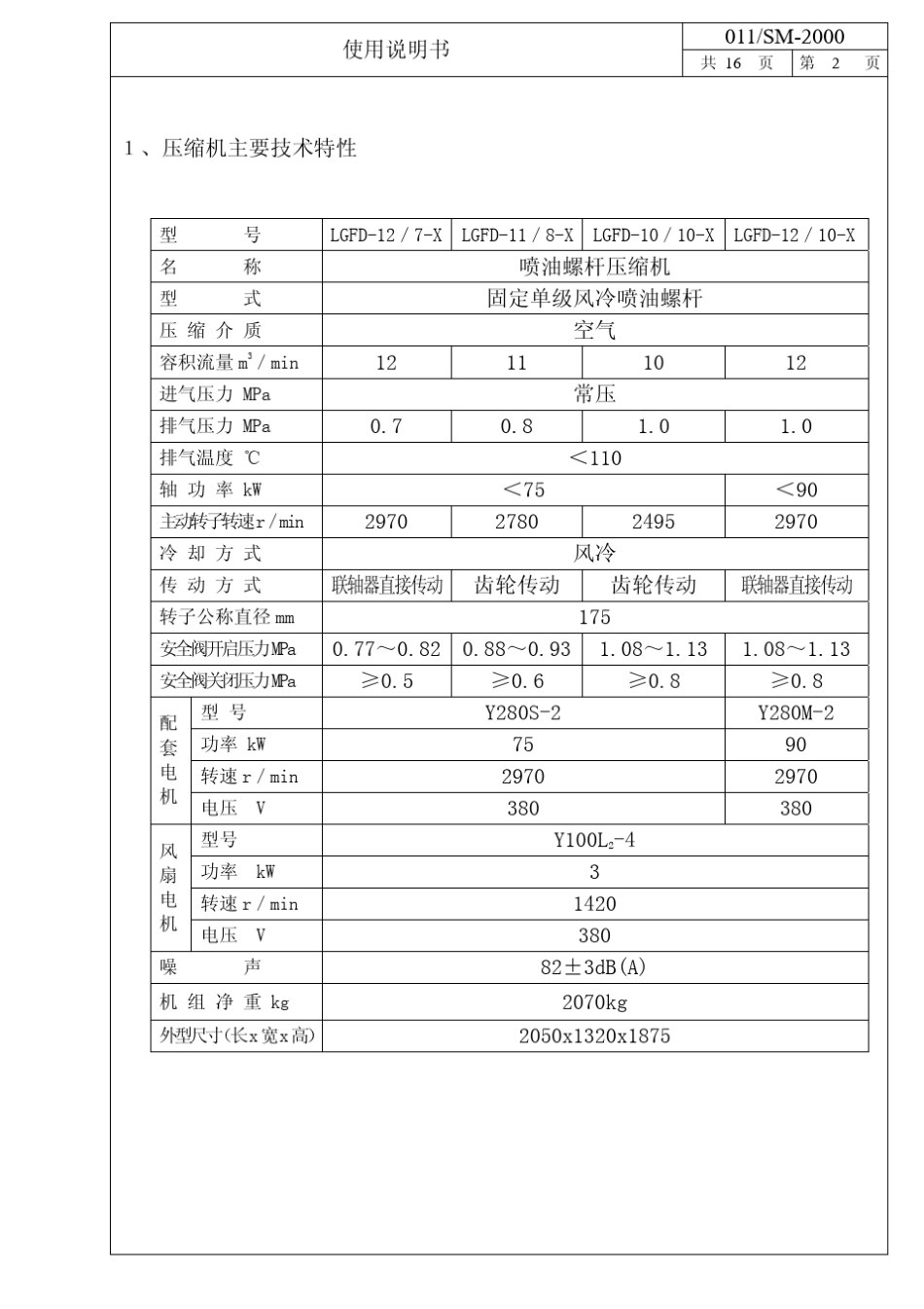 LGD(9～13)(7～10)X型螺杆式空压机使用手册_第3页