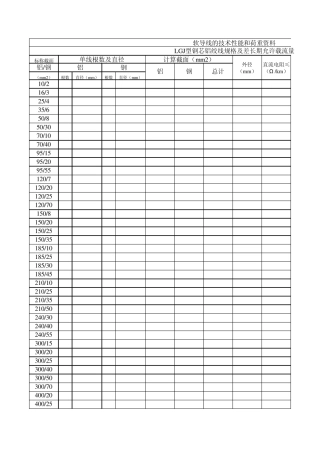 LGJ型钢芯铝绞线规格及差长期允许载流量