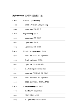 Lightroom4基础视频教程目录+教程介绍