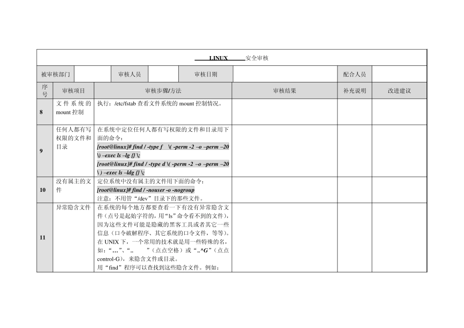 LINUX操作系统评估检查表_第3页
