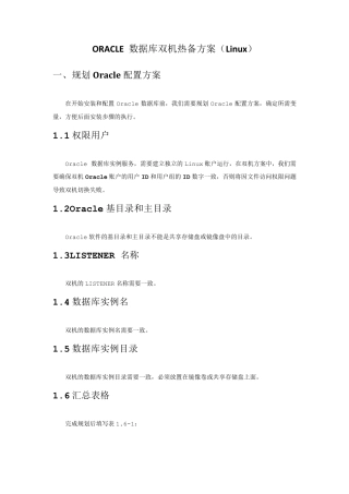 Linux系统Oracle双机热备