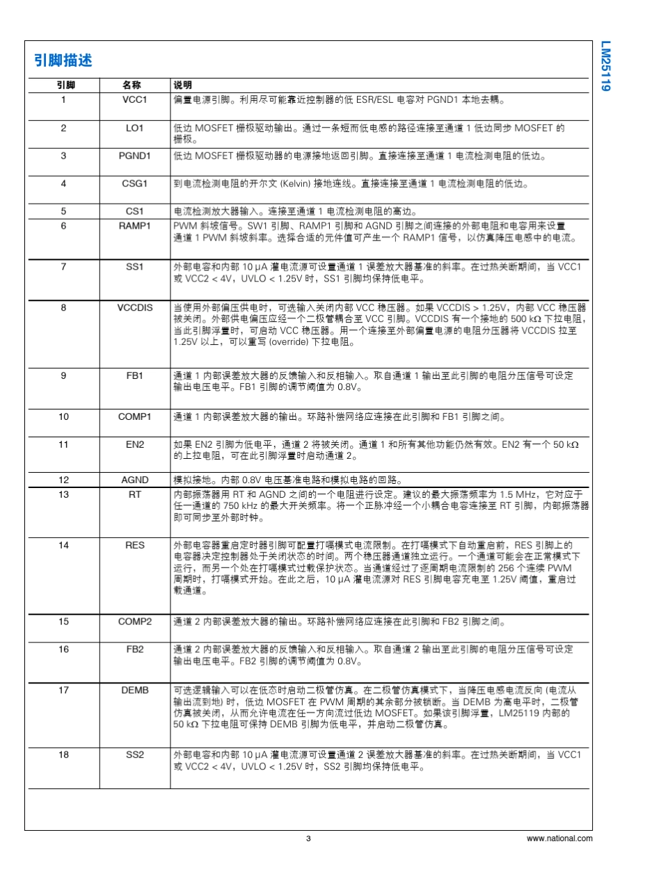 LM25119中文数据手册_第3页