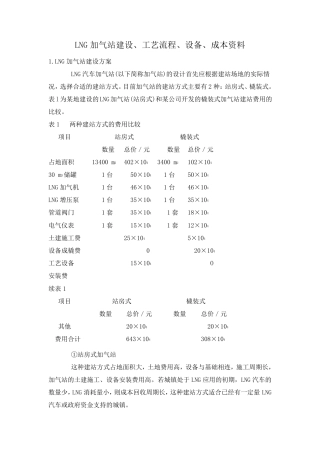 LNG加气站建设设备工艺成本