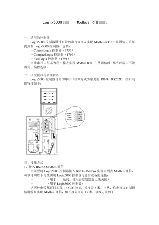 Logix5000控制器ModbusRTU主从通信OK