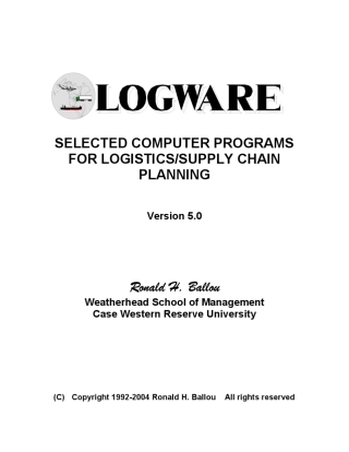 Logware物流优化软件教学版