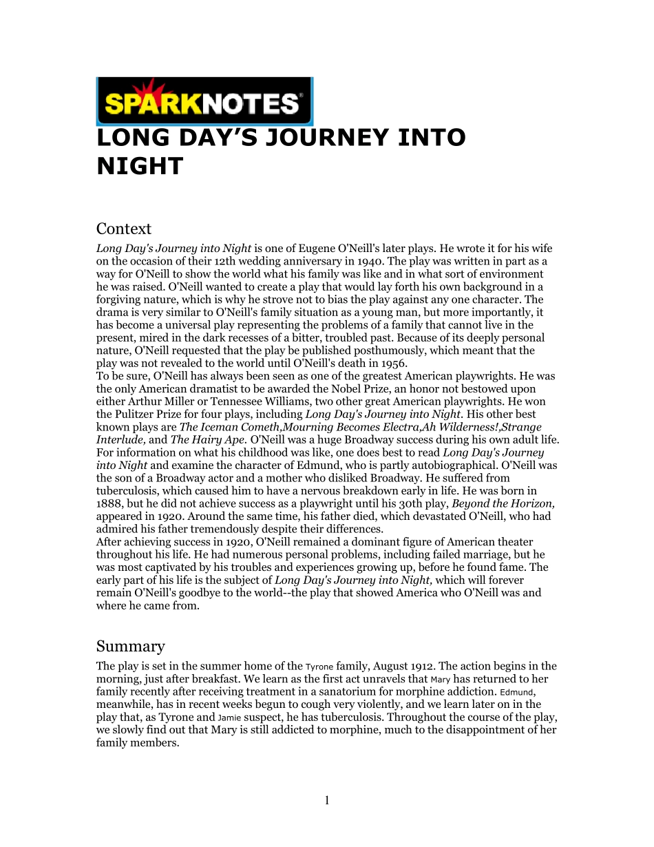LongDay39;sJourneyIntoNight_sparknotes_第1页