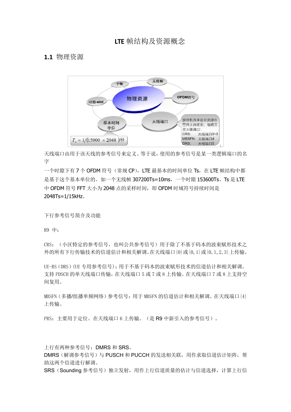 LTE帧结构及资源概念_第1页