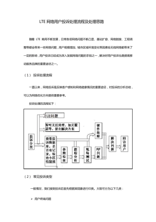 LTE网络用户投诉处理流程及处理思路V1