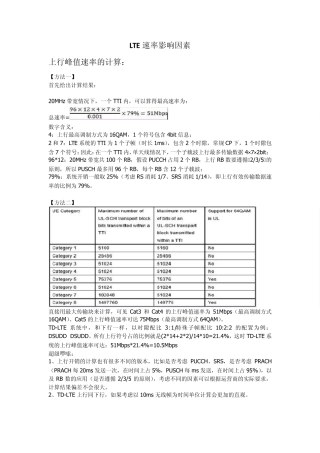 LTE速率影响因素