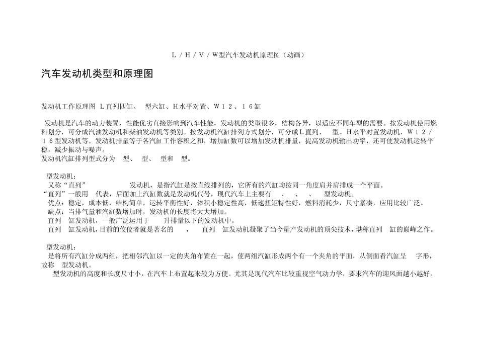 L／H／V／W型汽车发动机原理图_第1页