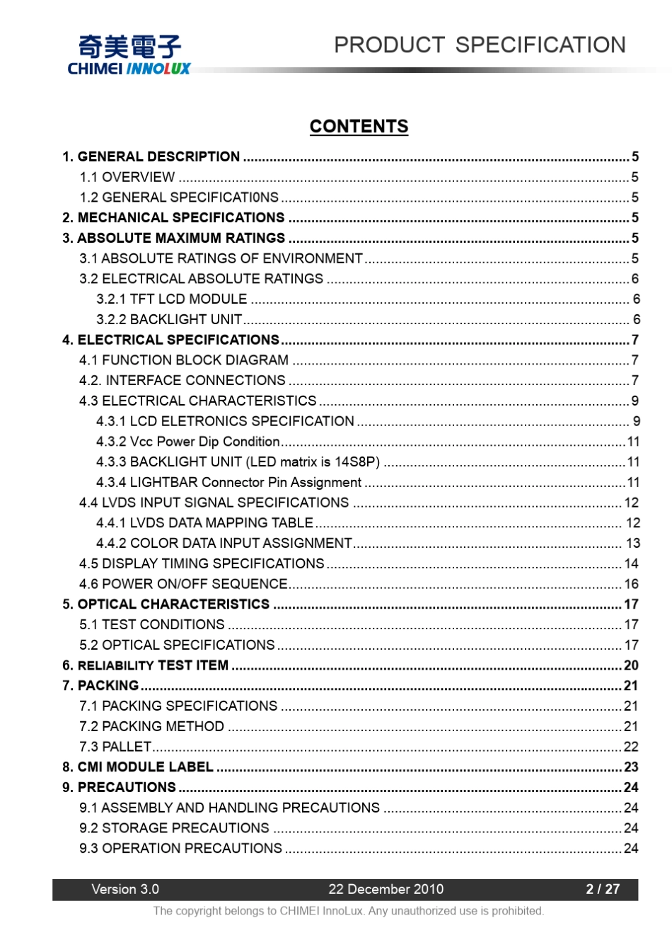 M215HGEL10液晶屏规格书_第2页