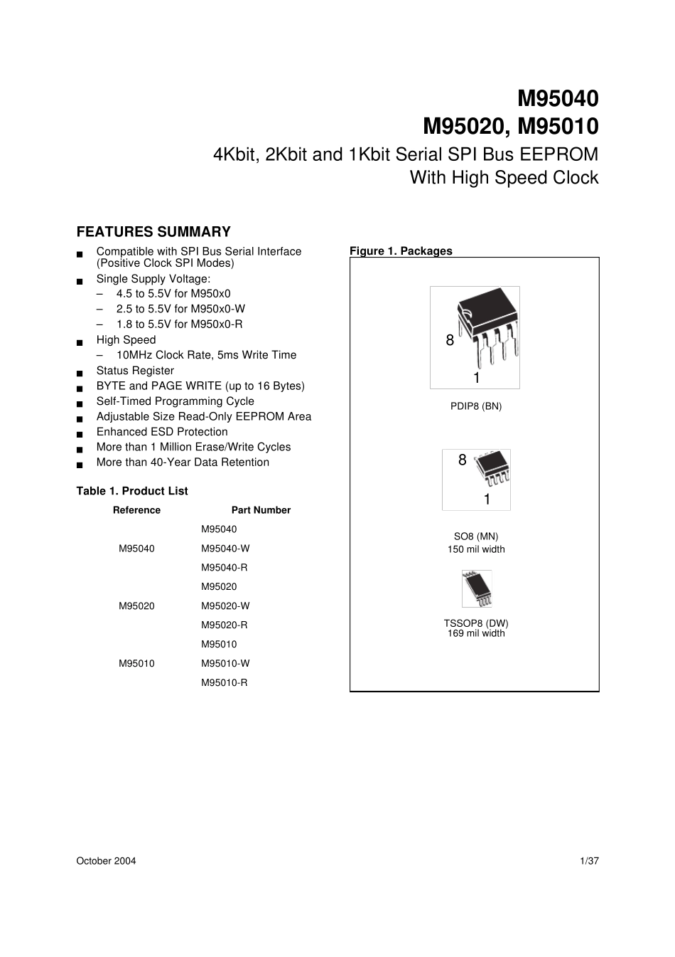 M95010M95020M95040存储芯片手册免费下载_第1页