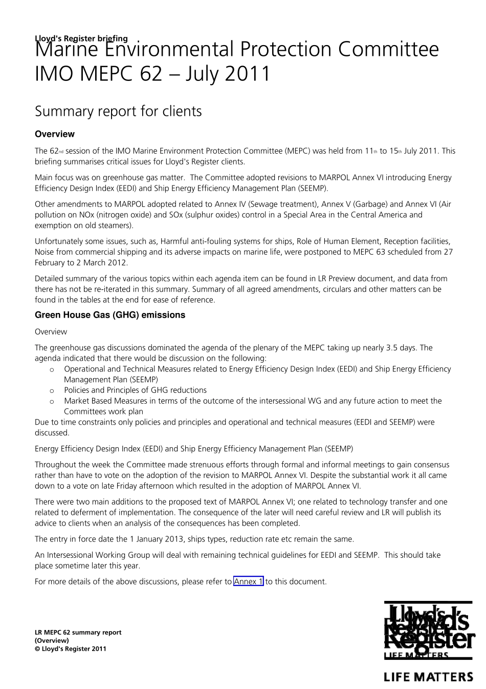 MarineEnvironmentalProtectionCommitteeIMOMEPC62July2011_第1页