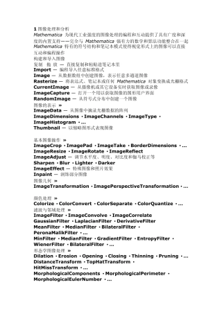 Mathematica图像处理命令集
