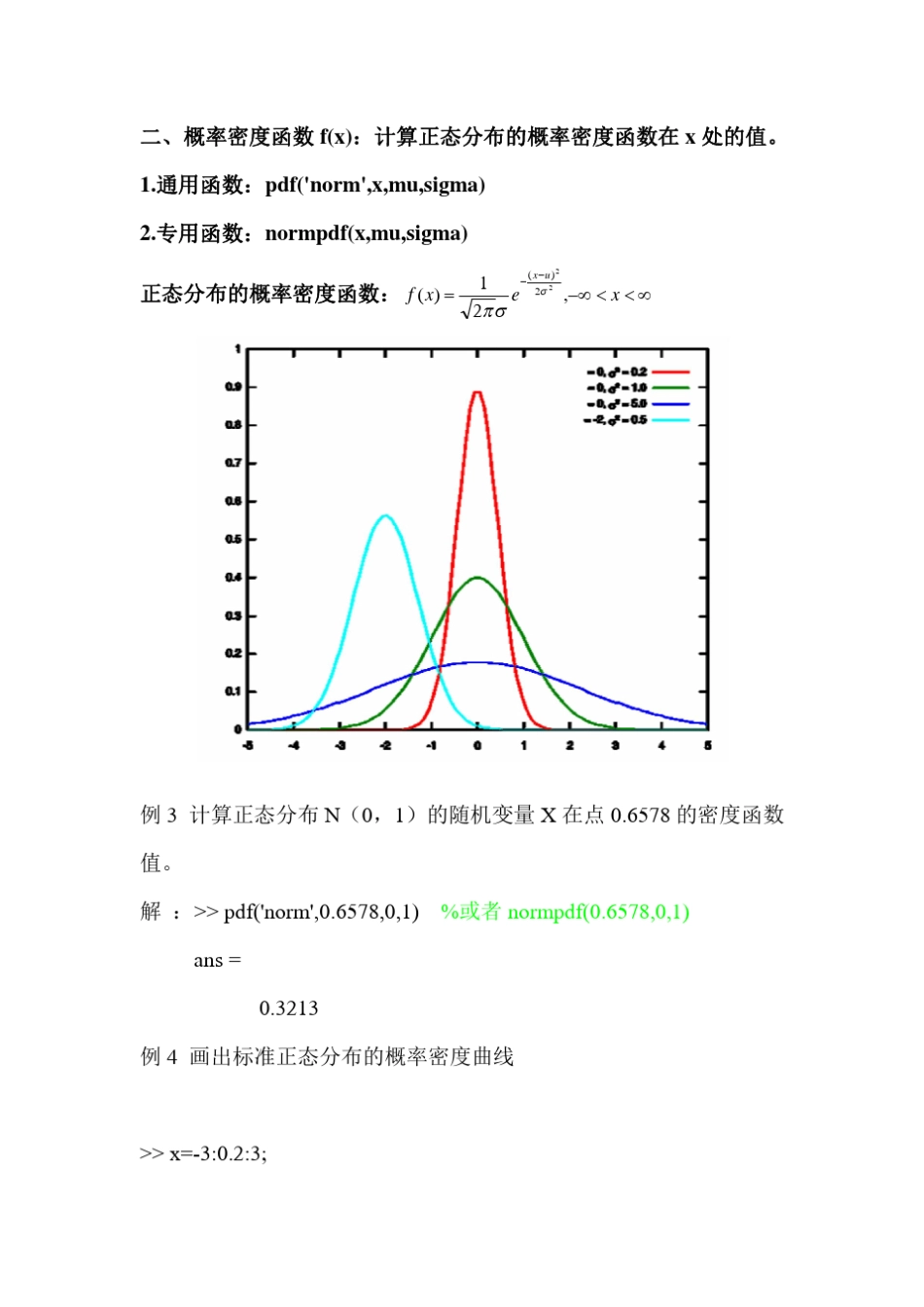 Matlab中有关正态分布的函数_第3页