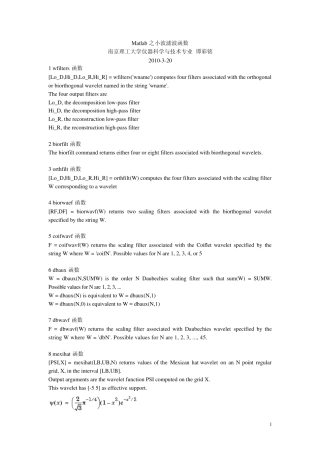 Matlab之小波滤波函数