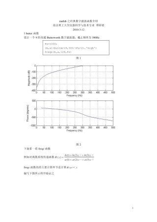 matlab之经典数字滤波函数介绍