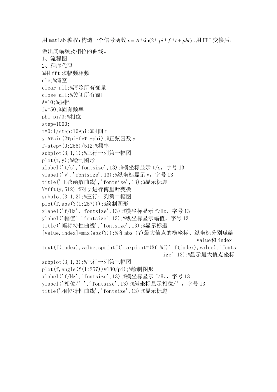 Matlab信号处理——FFT变换后的幅频相频曲线_第1页