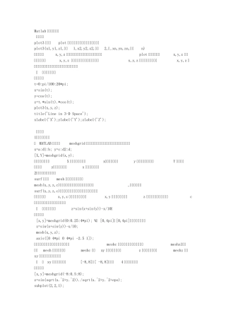 matlab各种三维绘图及实例