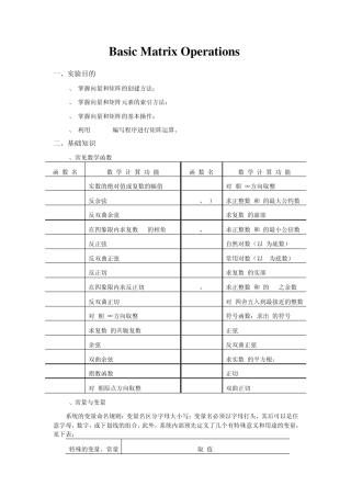 MATLAB基本矩阵运算